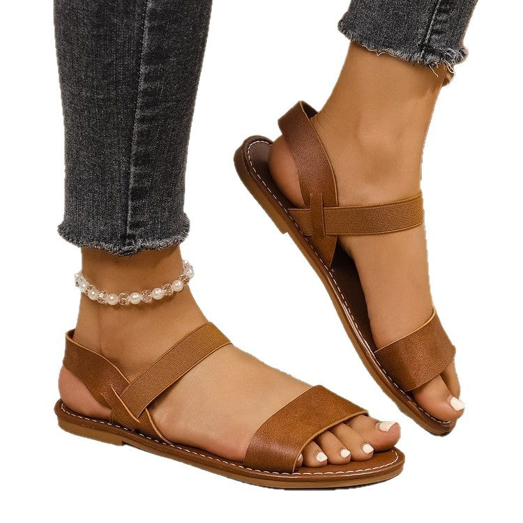 Damen Komfortable Zehentrenner-Sandalen mit elastischen Riemen EB