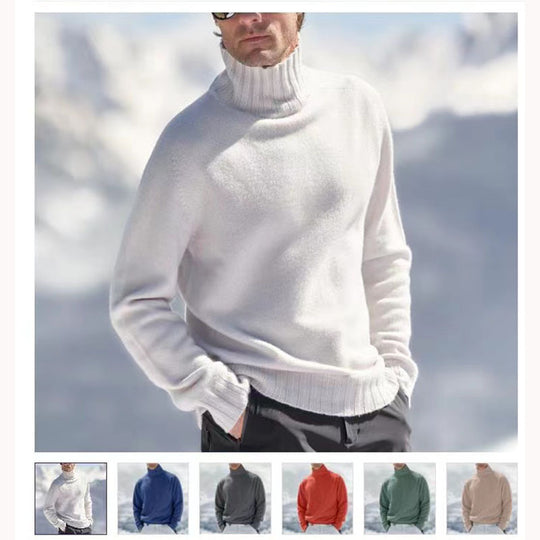 Herren Rollkragenpullover aus hochwertiger Wolle mit strukturierten Details EB