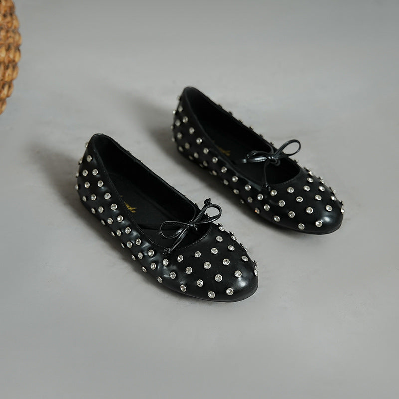 Damen Ballerinas mit dekorativen Strassapplikationen und modischem Schleifendesign EB