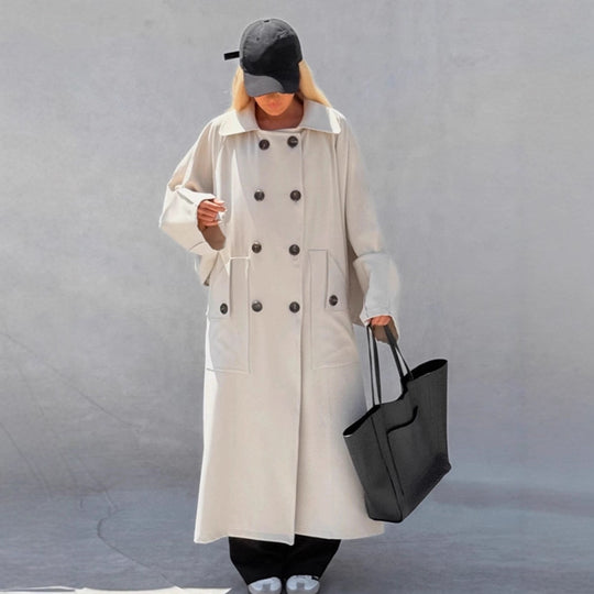 Damen Oversized Trenchcoat mit kreativem Schnitt und einzigartigen Details EB