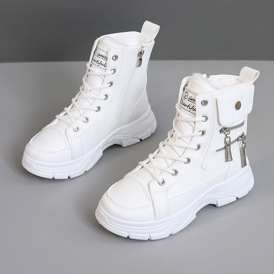 Damen modische High-Top Sneakers mit seitlichem Reißverschluss und dämpfender Laufsohle EB