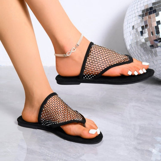 Damen Modische Netz-Sandalen mit funkelnden Akzenten und rutschfester Sohle EB