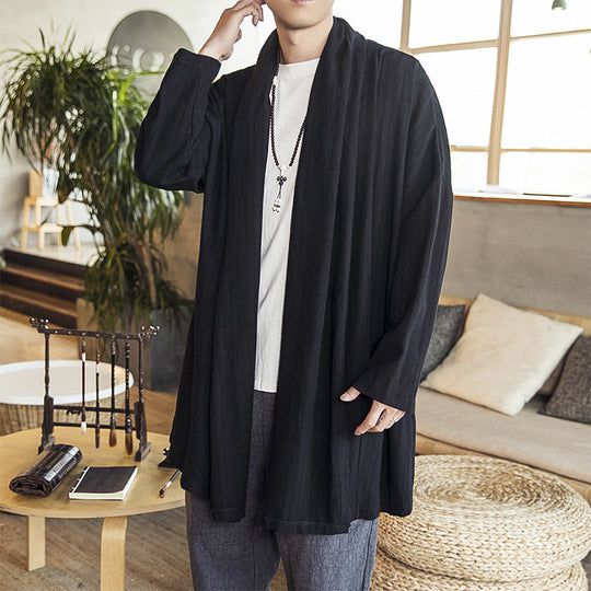 Herren lässige Kimono-Jacke mit elegantem Schnitt und weichem Gewebe EB