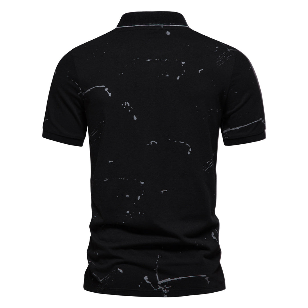 Herren Poloshirt mit kreativen Spritzdruck und hochwertiger Baumwolle EB