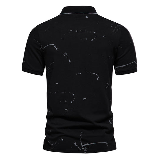 Herren Poloshirt mit kreativen Spritzdruck und hochwertiger Baumwolle EB