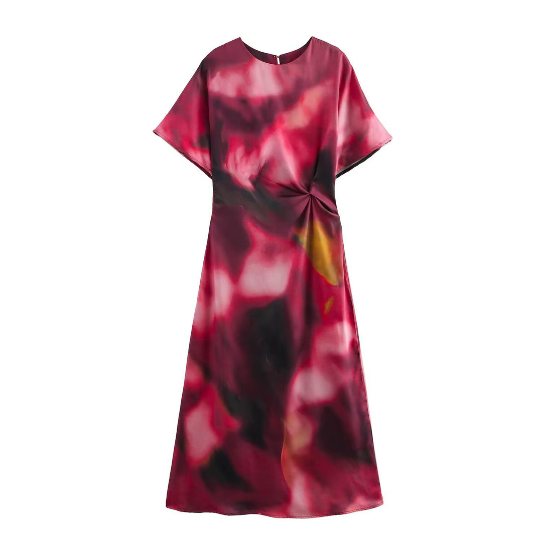Damen Maxikleid mit modernem geometrischen Muster und fließendem Schnitt EB