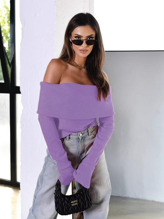 Damen Off-Shoulder Strickpullover mit eleganter Passform EB