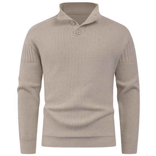 Herren Strickpullover mit hohem Kragen und Knopfdetails EB