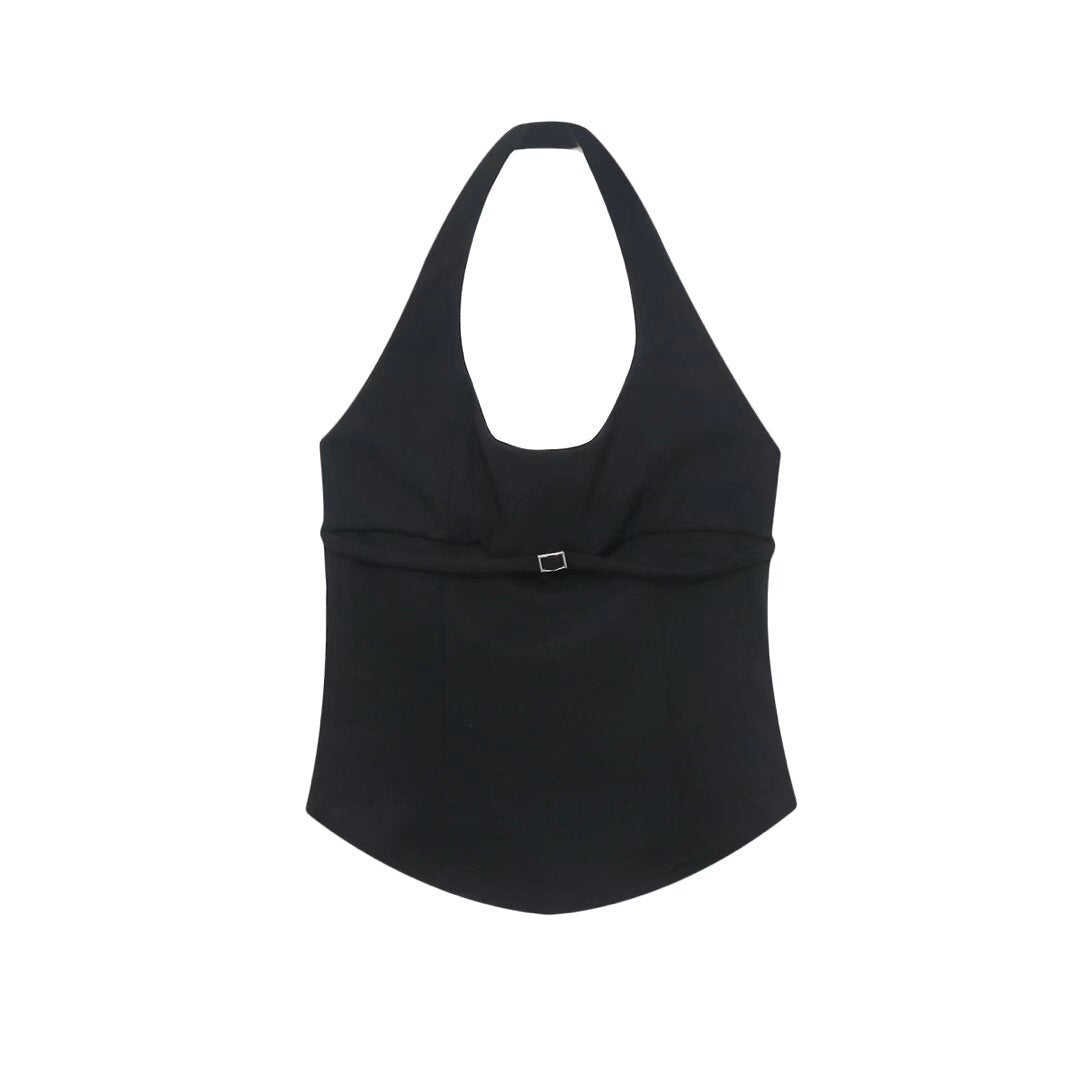 Damen elegantes Neckholder-Oberteil mit raffiniertem Knoten-Detail EB