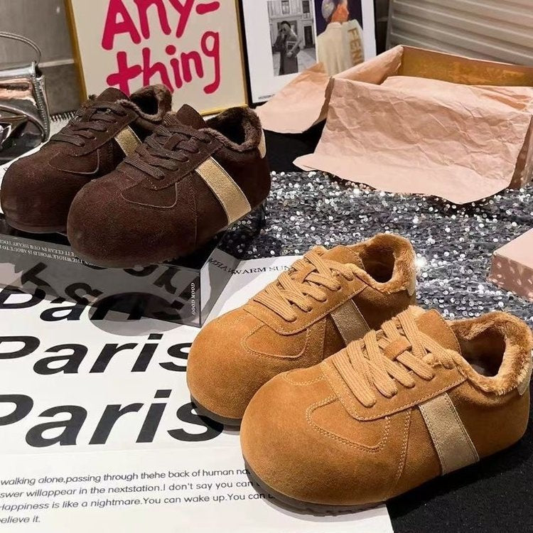 Damen Fleecegefütterte Sneakers mit sportlichem Design und rutschfester Laufsohle EB