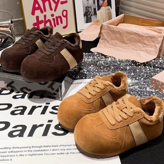 Damen Fleecegefütterte Sneakers mit sportlichem Design und rutschfester Laufsohle EB
