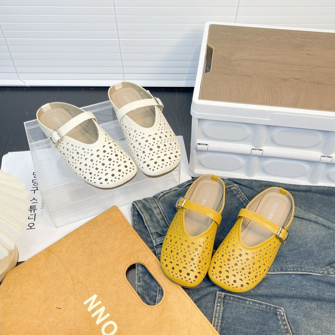 Damen Clogs mit modischem Durchbruchsdesign und verstellbarem Riemen EB