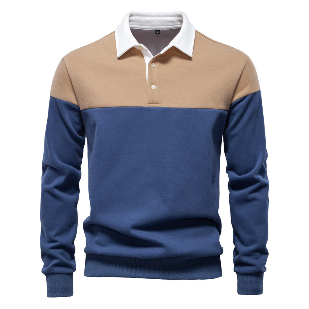 Herren Langarm Poloshirt mit modernen Farbapplikationen und hochwertigem Stoff EB