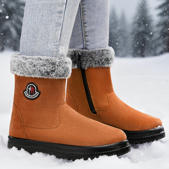 Damen Freizeit-Winterstiefel mit weichem Plüschkragen und rutschfester Sohle EB