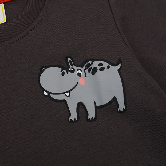 Jungen T-Shirt mit lustigem Nilpferd-Applikation EB