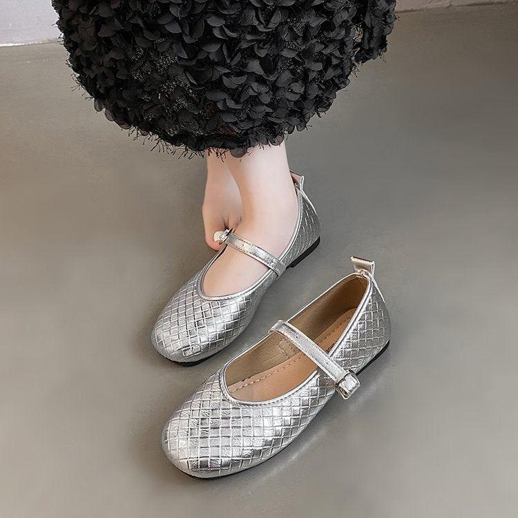 Damen Ballerinas mit stylishem Riemen und glänzender Oberfläche EB