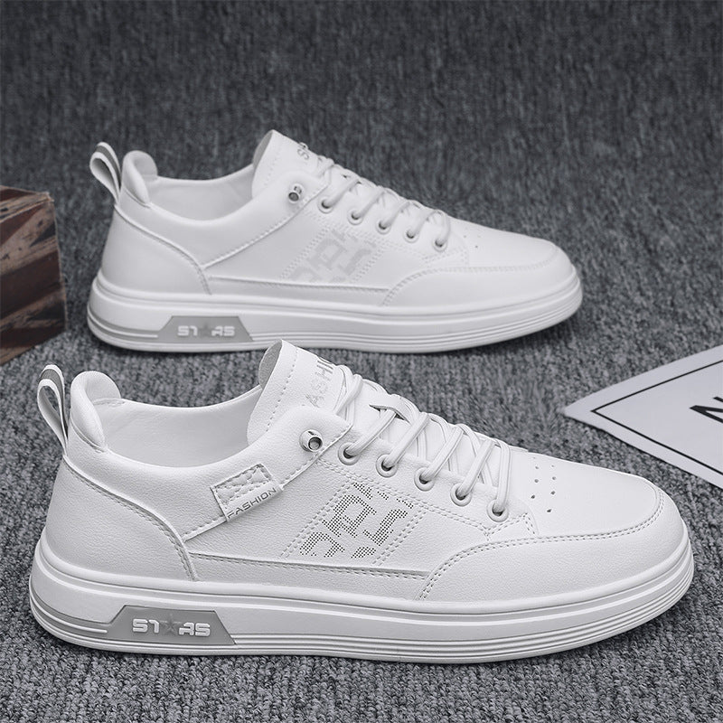 Herren minimalistische Kunstleder-Sneaker mit belüfteter Zehenperforation und gepolsterter Fersenschlaufe EB
