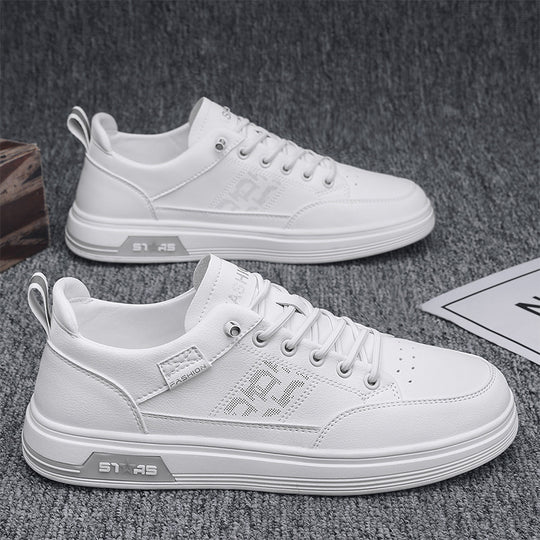 Herren minimalistische Kunstleder-Sneaker mit belüfteter Zehenperforation und gepolsterter Fersenschlaufe EB