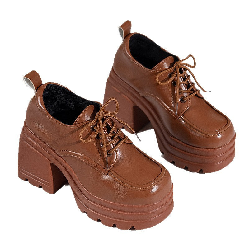 Damen Stiefeletten mit hohem Plateau und Schnürung EB