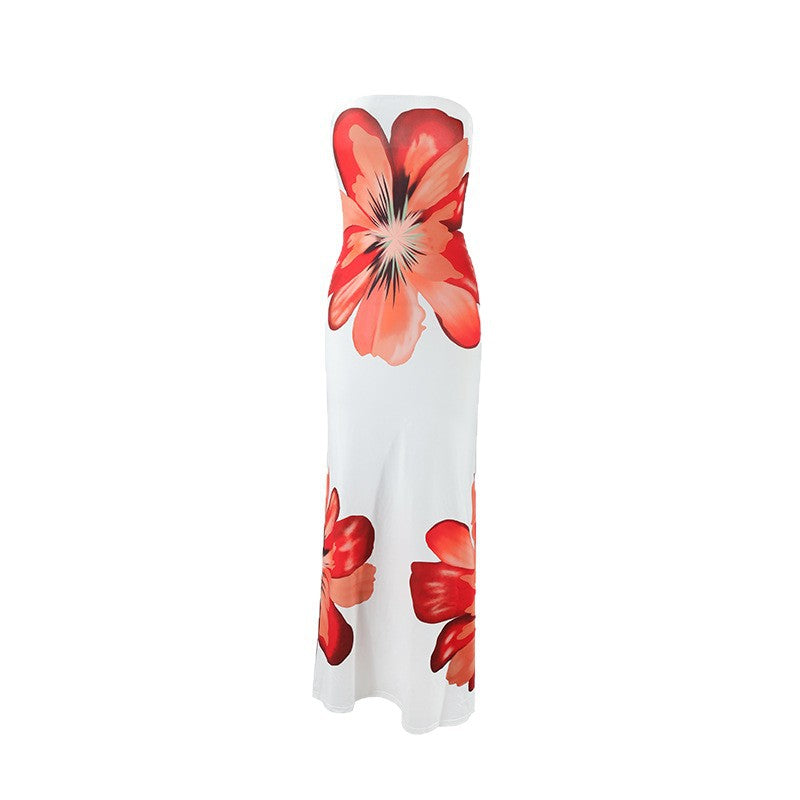 Damen strapazieres Maxikleid im exklusiven Design mit floralem Druck EB