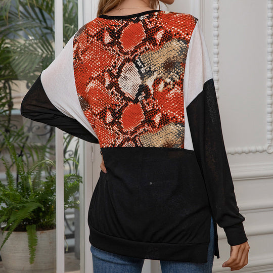 Damen modisches Langarmshirt mit tierischem Motiv und schicken Design EB