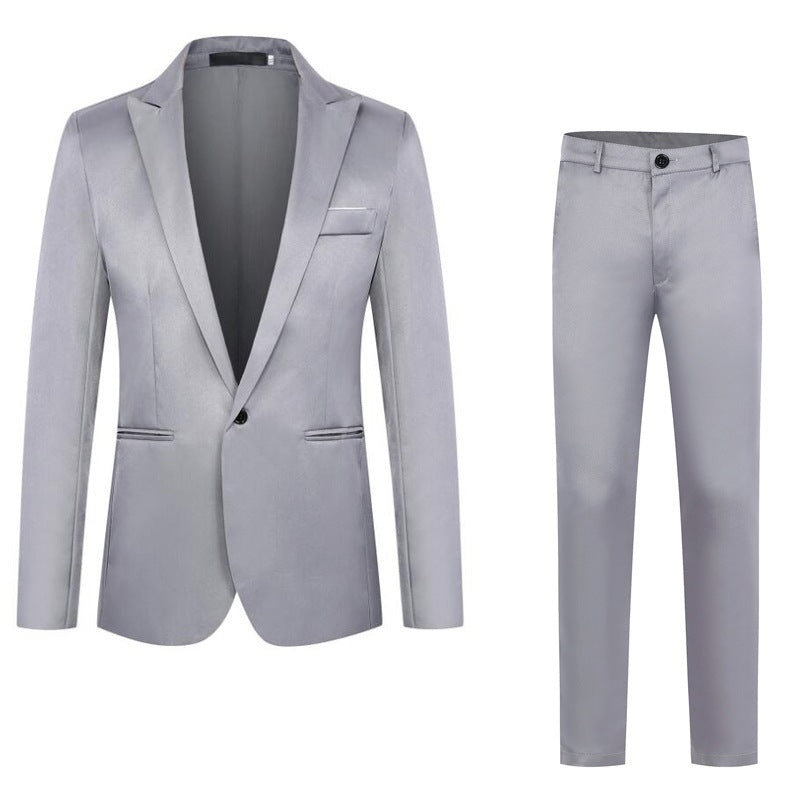 Herren nan tailliertes Anzugset aus feinem Satin mit schlanker Silhouette und Ein-Knopf-Sakko EB