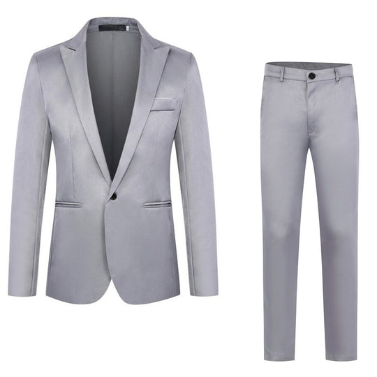 Herren nan tailliertes Anzugset aus feinem Satin mit schlanker Silhouette und Ein-Knopf-Sakko EB