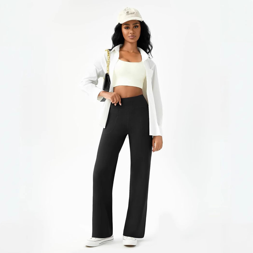 Damen bequeme Freizeithose mit seitlichen Taschen und elastischem Bund EB