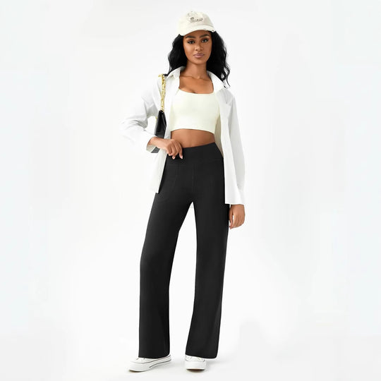 Damen bequeme Freizeithose mit seitlichen Taschen und elastischem Bund EB