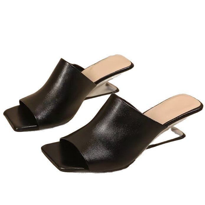Damen offene Slingback-Pantoletten mit modischem Blockabsatz EB