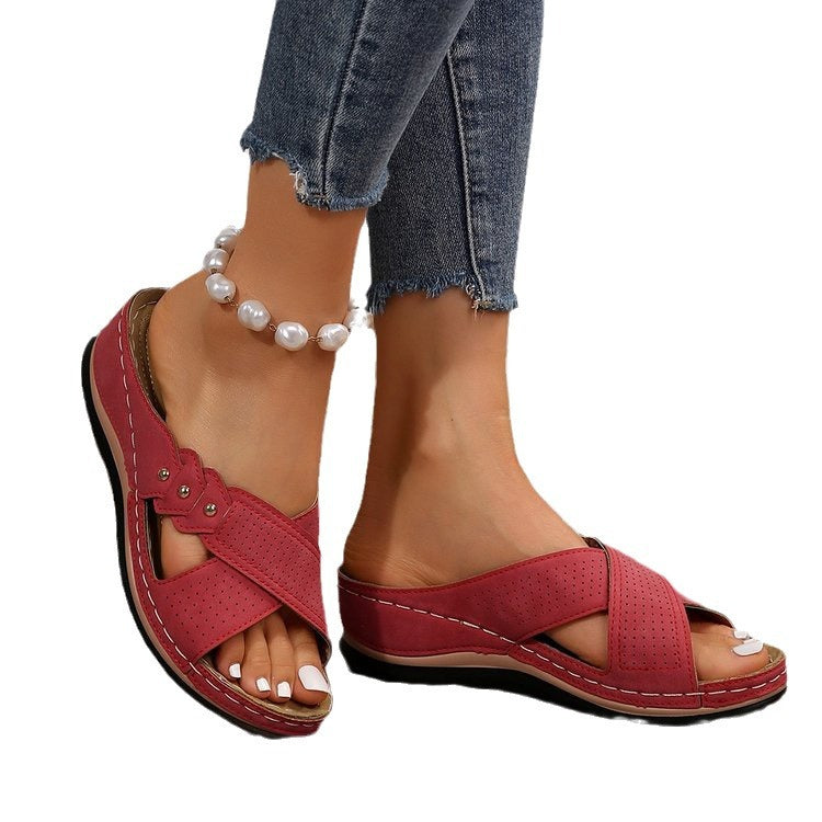 Damen bequeme Sandalen mit atmungsaktiven Schnallen und modischem Design EB