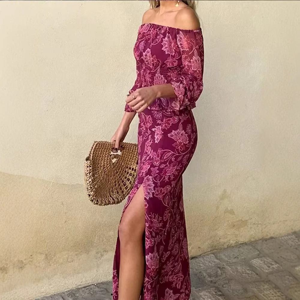 Damen Maxirock mit floralem Design und eleganten Schlitzdetails EB
