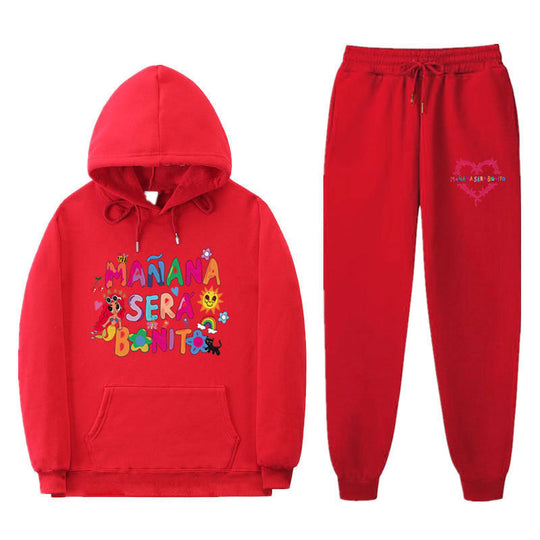 Damen Sweatshirt- und Jogginghose-Set mit buntem Aufdruck EB