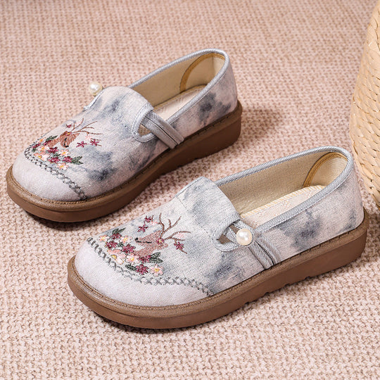 Damen nan bestickte Slipper mit Perlendetail, atmungsaktivem Textiloberteil und stoßdämpfender Komfortsohle EB