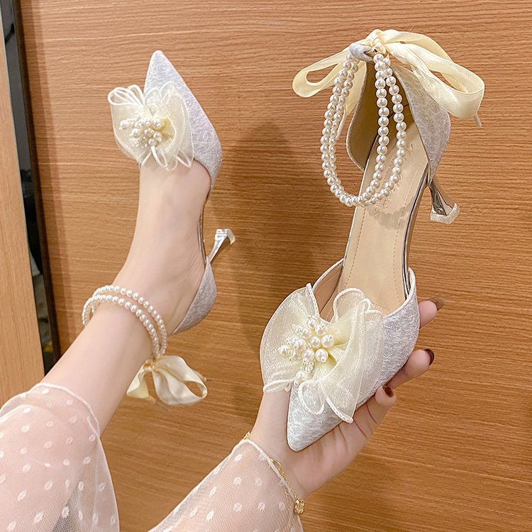 Damen elegante Slingback-Pumps mit floralem Schmuckdetail EB