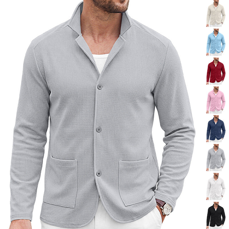 Herren Strickblazer-Cardigan mit Strukturstrick und aufgesetzten Taschen EB