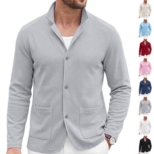 Herren Strickblazer-Cardigan mit Strukturstrick und aufgesetzten Taschen EB