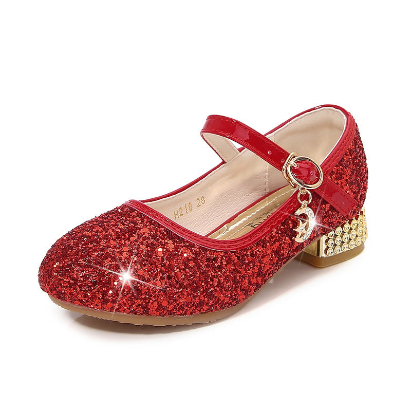 Mädchen Glitzernde Mary Jane Ballerinas mit dekorativer Schleifen- und Perlenverzierung EB