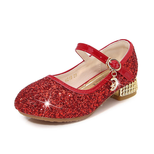 Mädchen Glitzernde Mary Jane Ballerinas mit dekorativer Schleifen- und Perlenverzierung EB