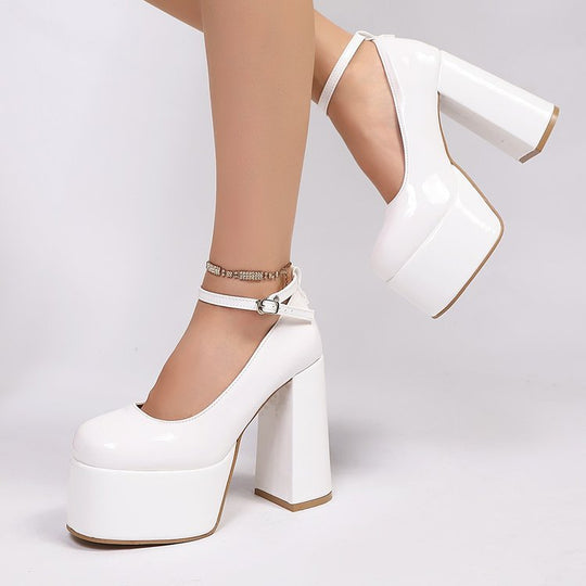 Damen Plateau-High Heels mit schickem Riemendesign EB