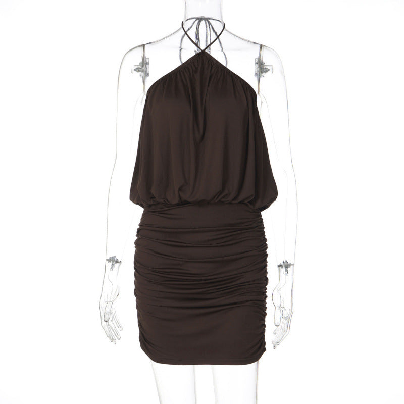 Damen Raffiniertes Wickelkleid mit Spaghetti-Trägern und gerafftem Saum EB