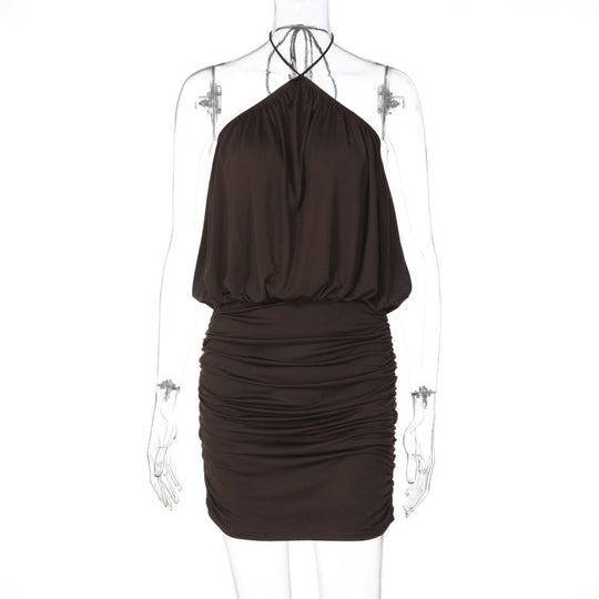 Damen Raffiniertes Wickelkleid mit Spaghetti-Trägern und gerafftem Saum EB