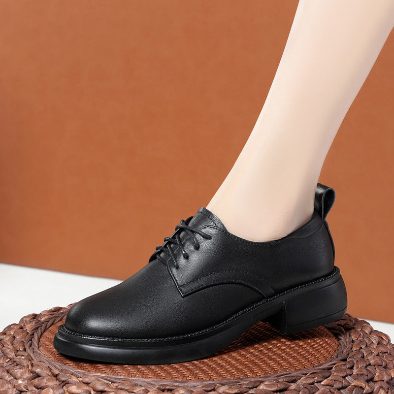Damen Elegante Schnürschuhe mit komfortablem Blockabsatz und glattem Obermaterial EB