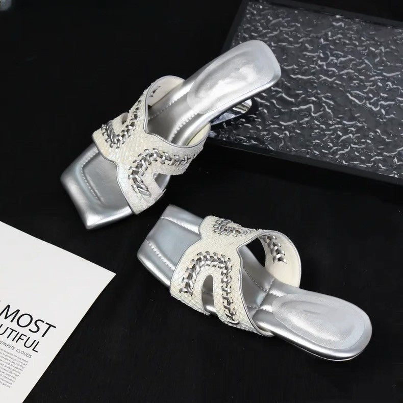 Damen Glamouröse Plateau-Pantoletten mit elegantem Riemchen-Design EB