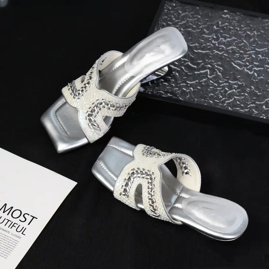 Damen Glamouröse Plateau-Pantoletten mit elegantem Riemchen-Design EB