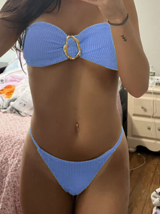 Damen Bandeau-Bikini mit dekorativem Ringdetail EB