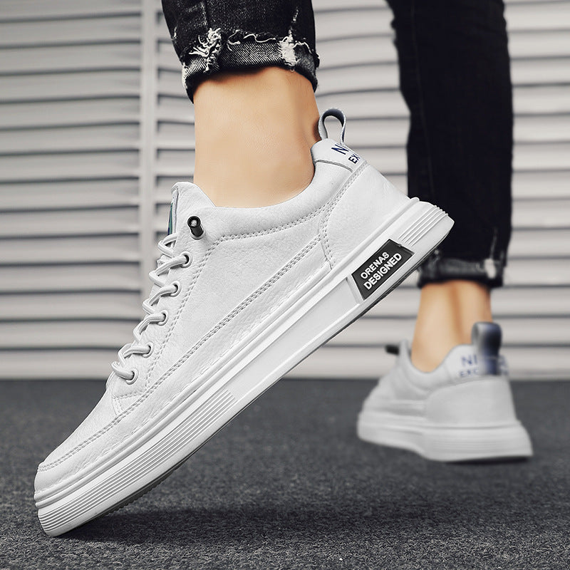 Herren Lederoptik-City-Sneaker mit gepolstertem Fersenkragen und langlebiger Plateau-Gummisohle EB
