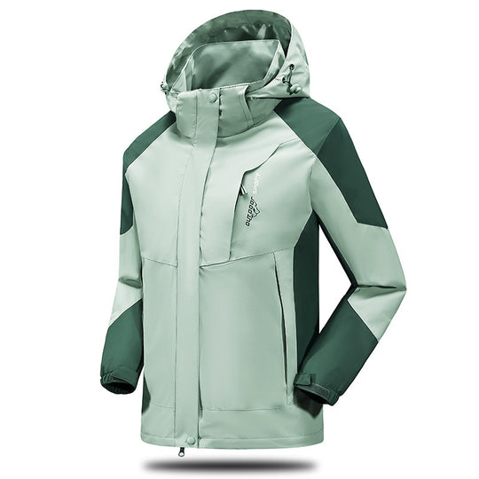 Herren Wind- und Wasserabweisende Trekkingjacke mit verstellbarer Kapuze und Brustreißverschluss EB