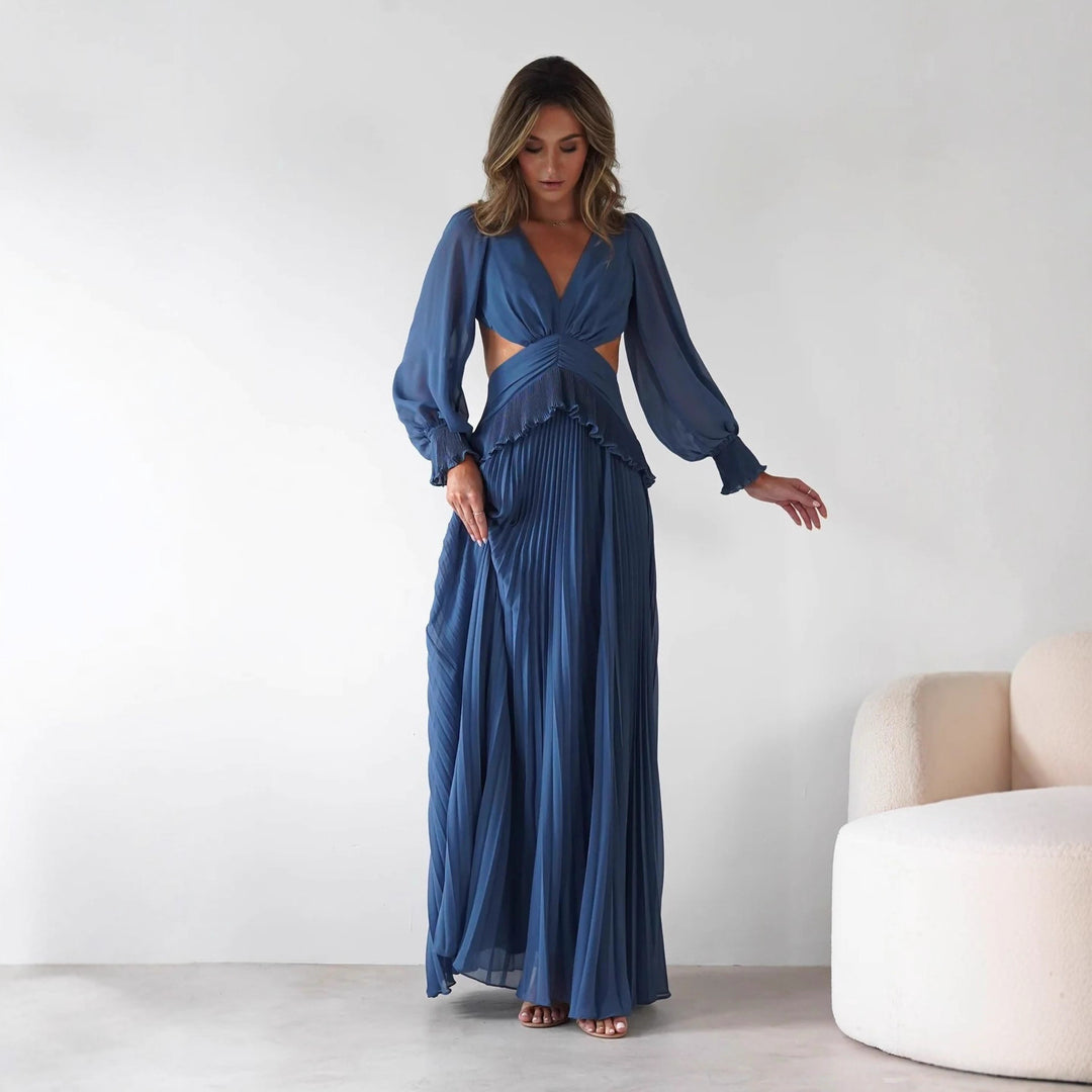 Damen Maxi-Kleid mit weitem Schnitt und Rüschendetails EB