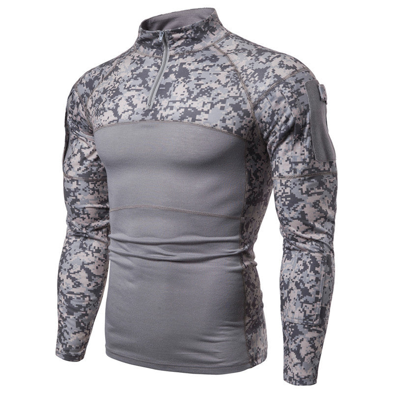 Herren Funktionsshirt mit Stehkragen und innovativem Camouflage-Design EB